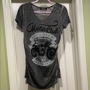 Gray Graphic Moto Club T-Shirt